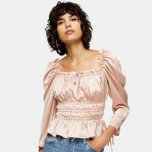Topshop Pink Satin Blouse